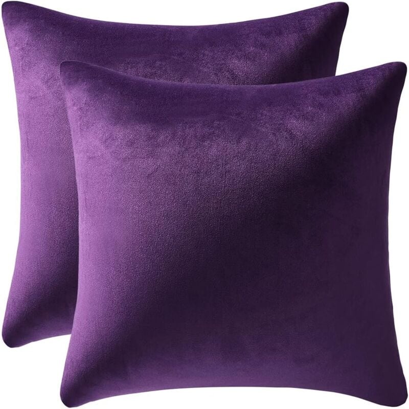 foto del prodotto alovez set di 2 federe per cuscini, federe per cuscini in morbido velluto tinta unita con cuscino quadrato, per interni ed esterni, 45 x 45 cm,