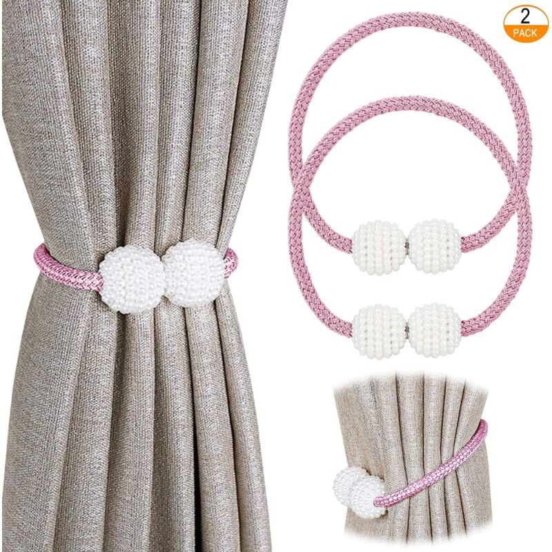 foto del prodotto alovez set di 2 fermatende magnetici per tende piccole, sottili o trasparenti. fermatende rosa.