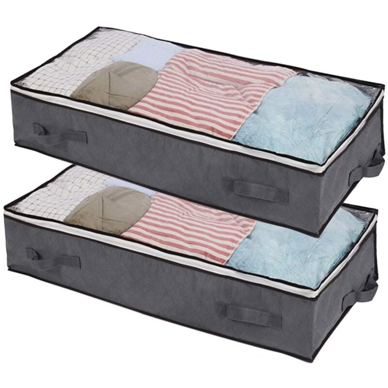foto del prodotto alovez set di 2 sacchi portaoggetti sottoletto da 100 litri con 4 maniglie e 2 robuste cerniere, per coperte