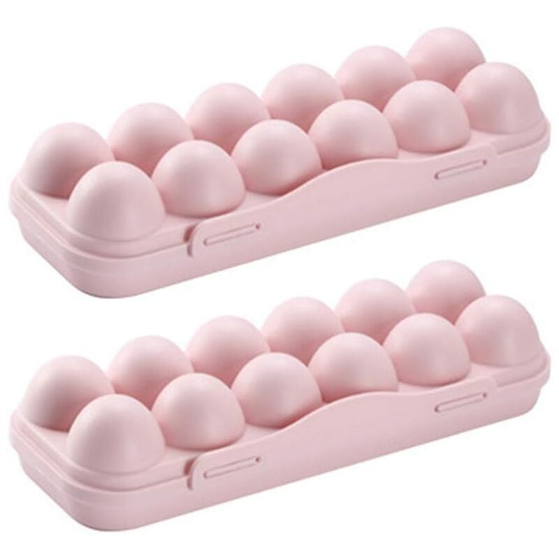 foto del prodotto alovez set di 2 vassoi portauova per frigorifero plastica contiene 12 uova con coperchio rosa