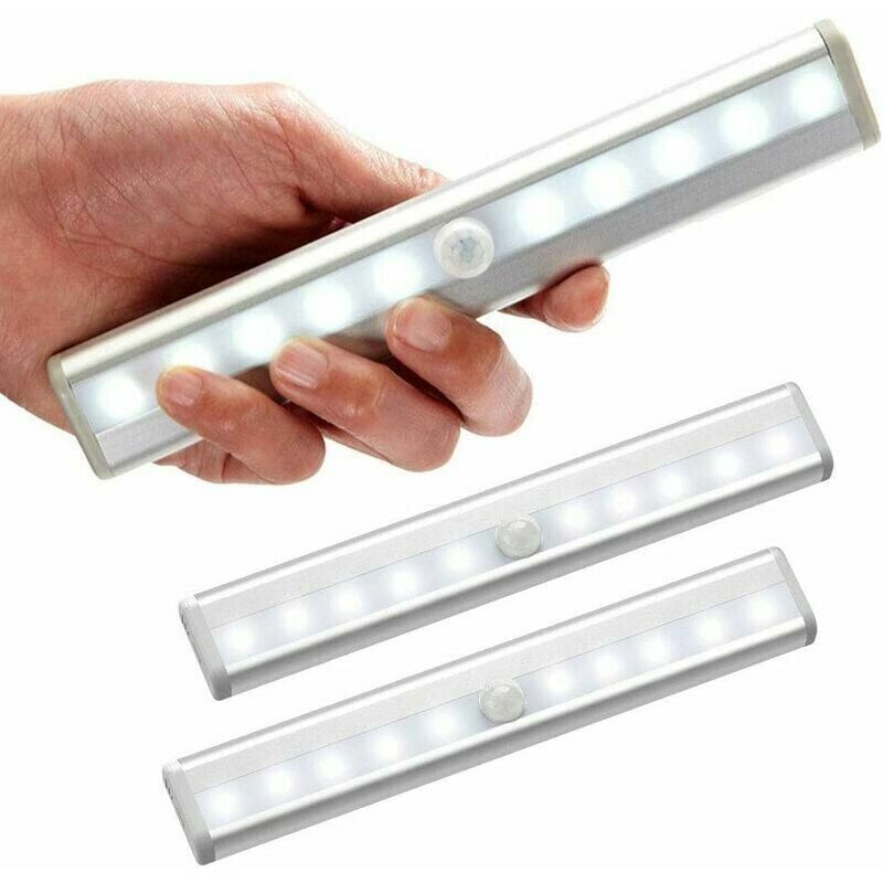 foto del prodotto alovez set di 3 lampade led con rilevatore di movimento, 10 faretti led senza fili, luci led per armadi, illuminazione led a batteria con striscia
