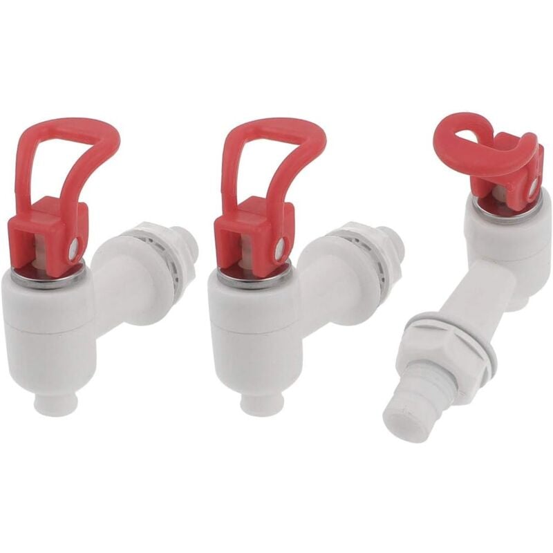 foto del prodotto alovez set di 3 rubinetti in plastica con filettatura da 12 mm, plastica, rosso, bianco