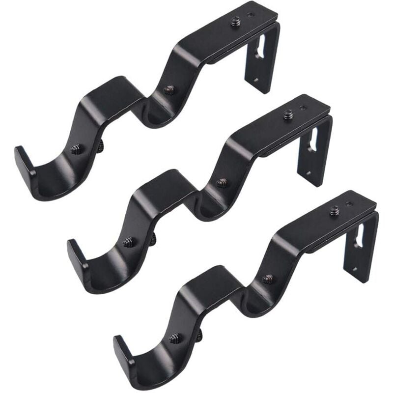 foto del prodotto alovez set di 3 supporti regolabili per aste per tende da 19 mm e 16 mm, argento nero 