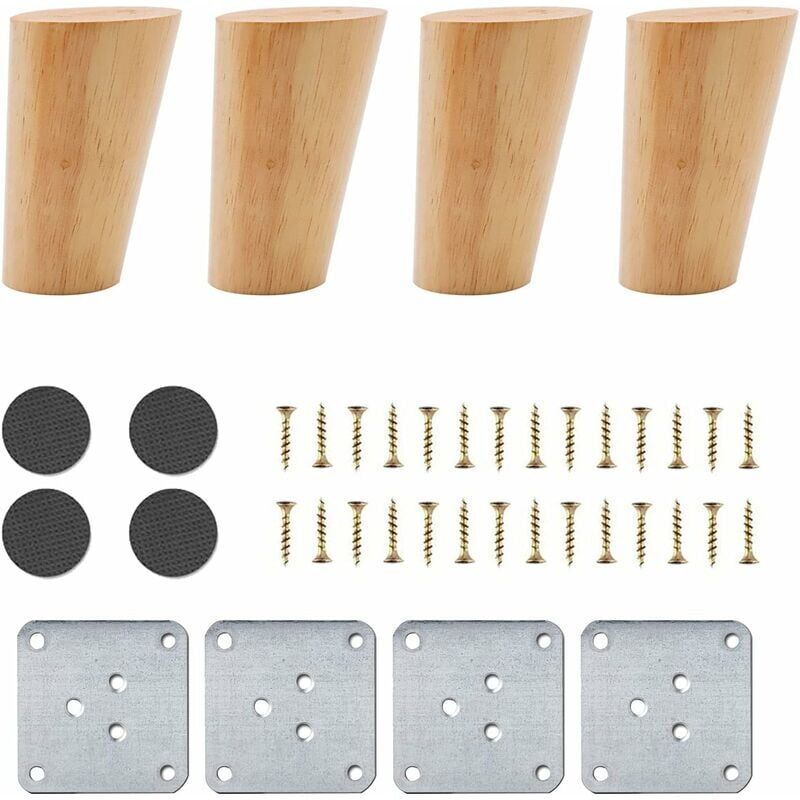 foto del prodotto alovez set di 4 gambe per mobili in legno, gambe per mobili rastremate inclinate da 8 cm, gambe per tavolo di ricambio in legno massello di