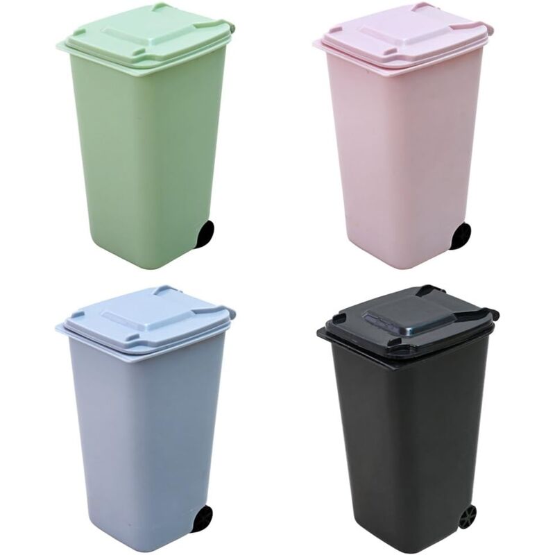 foto del prodotto alovez set di 4 mini cestini per la spazzatura, cestino da scrivania con coperchio per bagni, cucine, uffici domestici, dormitori