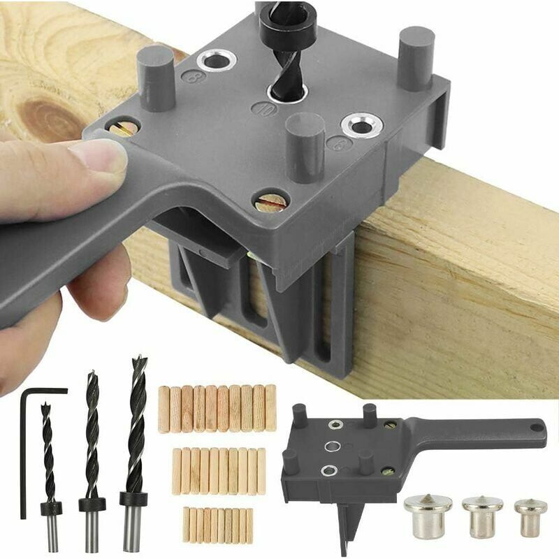 foto del prodotto alovez set di 41 pezzi per la foratura di tasselli, jig per la foratura di tasselli, foro dritto, lavorazione del legno con jig di centraggio per