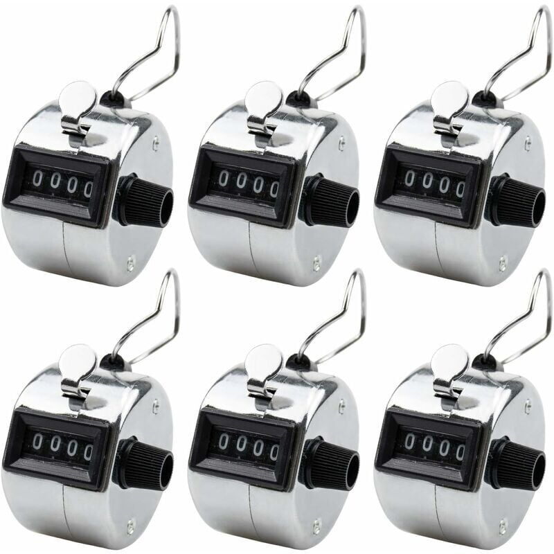 foto del prodotto alovez set di 6 contatori manuali a 4 cifre, numeratori meccanici ad anello con clic manuale per il conteggio di persone o punti 4,5 x 4,5 x 3 cm