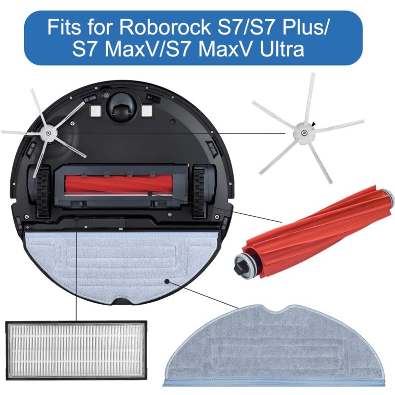 foto del prodotto alovez set di accessori da 7 pezzi per roborock s7, s7 plus, s7 maxv, s7 maxv ultra, comprendente 1 spazzola principale, 2 filtri, 2 spazzole