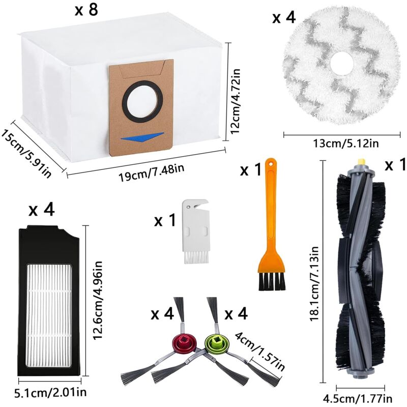 foto del prodotto alovez set di accessori di ricambio per aspirapolvere da 27 pezzi compatibile con ecovacs deebot t10 x1 t5 t8, accessori compatibili con ecovacs
