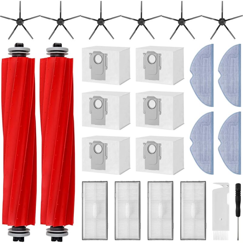 foto del prodotto alovez set di accessori per roborock s7 maxv ultra s7 pro ultra, 6 sacchetti raccoglipolvere, 2 spazzole principali a rullo, 6 spazzole laterali,