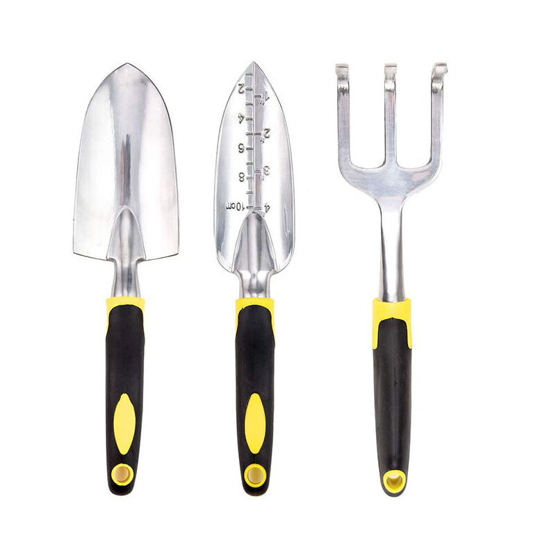 immagine 0 del prodotto alovez set di attrezzi da giardino, attrezzi da giardinaggio in alluminio da 3 pezzi con cazzuola, trapiantatrice e rastrello a mano, comoda