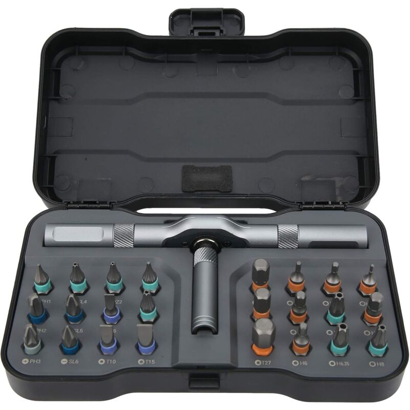 foto del prodotto alovez set di cacciaviti a cricchetto con impugnatura a t 24 in 1, strumento di riparazione hardware manuale