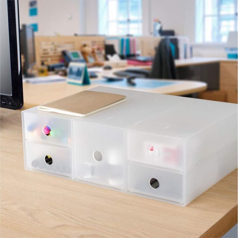 foto del prodotto alovez set di contenitori portaoggetti da scrivania, contenitori impilabili, cassetto portaoggetti per cosmetici