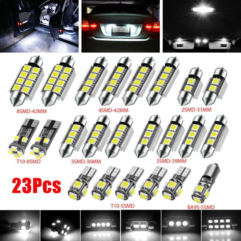 foto del prodotto alovez set di luci interne a led t10 da 23 pezzi con decodifica canbus, doppia punta, 5050, lampada per la visione posteriore