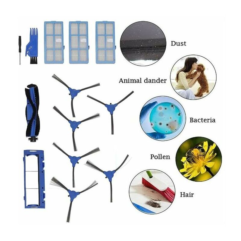 foto del prodotto alovez set di sostituzione spazzola per spazzare eufy, spazzola principale spazzola per spazzare, set di filtri spazzola laterale, accessori