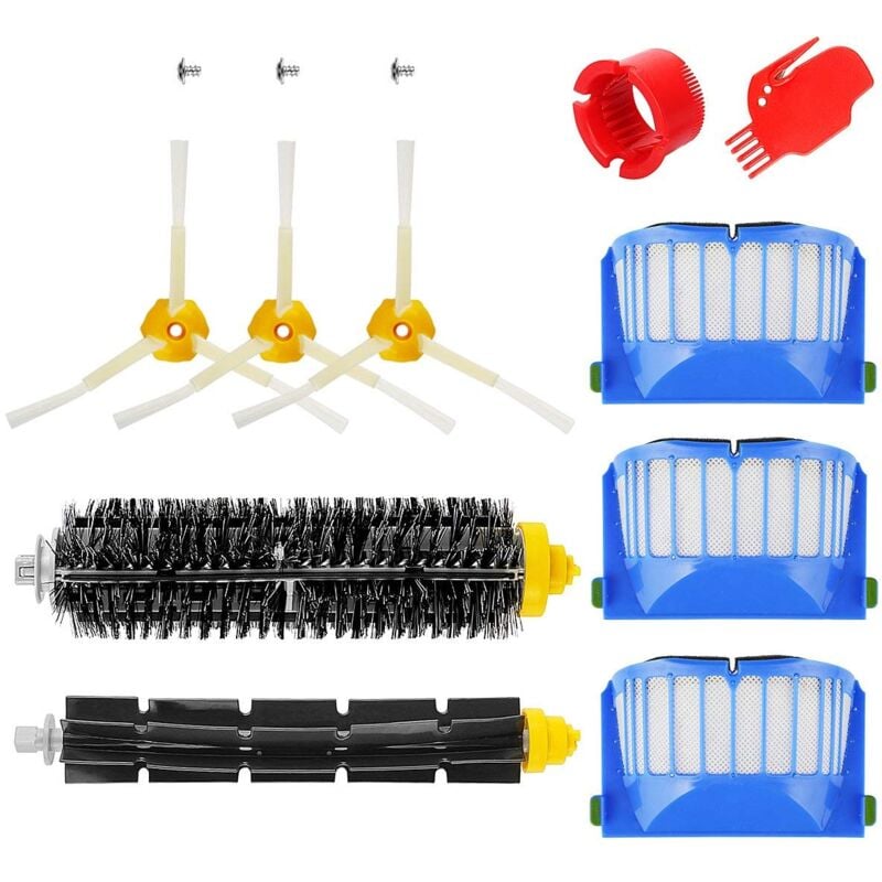 foto del prodotto alovez set di spazzole per roomba serie 600 set di accessori da 10 pezzi spazzole laterali, filtri, spazzola finale, ecc. per robot