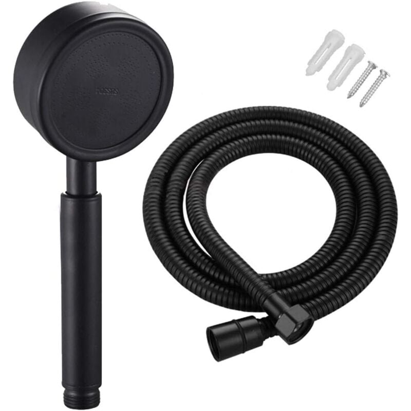 foto del prodotto alovez set soffione doccia con doccetta flessibile da 80 mm di diametro e tubo flessibile in acciaio inox da 1,5 m, doccetta ad alta pressione a