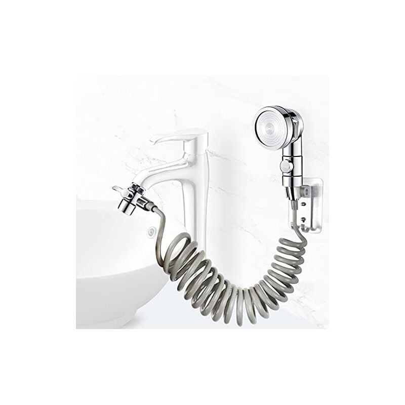 foto del prodotto alovez set soffione doccia per lavandino, doccetta per bagno, tubo telescopico, perfetto per lavare i capelli o pulire il lavandino rubinetto non
