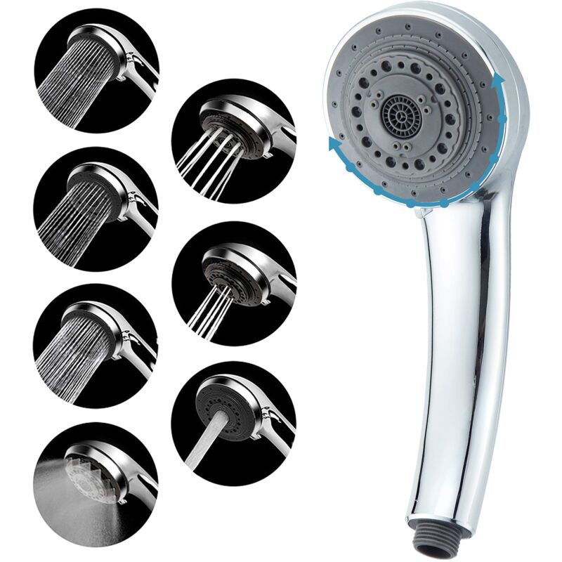 foto del prodotto alovez soffione doccia, 7 modalit di regolazione, soffione doccia ad alta pressione, doccetta portatile universale regolabile, adatto per bagno,
