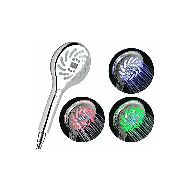 foto del prodotto alovez soffione doccia a led con cambio colore e display lcd digitale della temperatura, soffione doccia per bagno, doccetta cromata, grande doccia