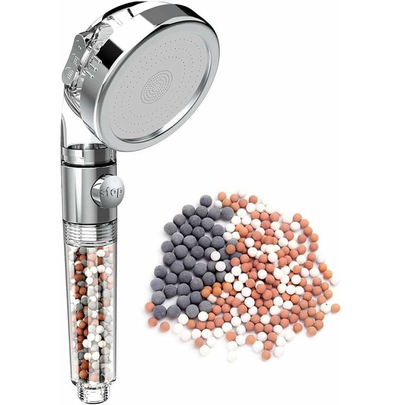 foto del prodotto alovez soffione doccia ad alta pressione a 3 modalit con filtro anticalcare e filtro ionico, doccetta manuale, soffione doccia ionico a risparmio