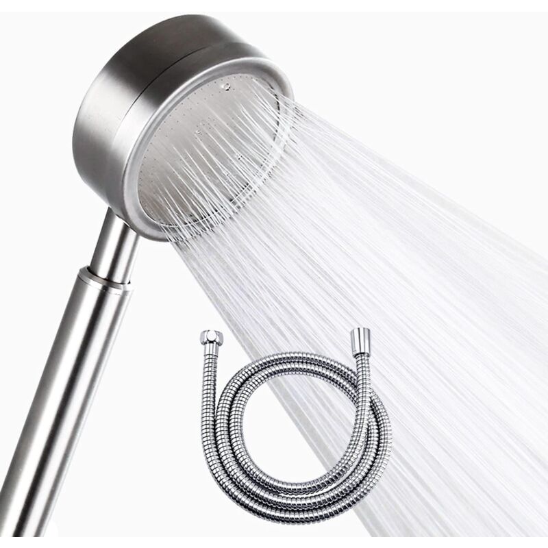 foto del prodotto alovez soffione doccia ad alta pressione con tubo flessibile da 1,5 m, soffione doccia in acciaio inox a risparmio idrico con tubo flessibile,