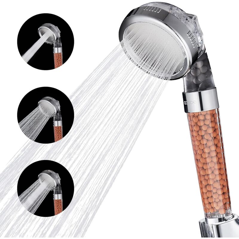 foto del prodotto alovez soffione doccia, doccetta portatile con filtro ad alta pressione, soffione doccia a risparmio idrico con 3 modalit di uscita per bagni duri