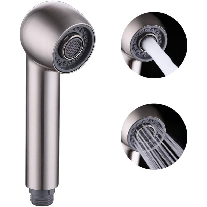 foto del prodotto alovez soffione doccia estraibile per rubinetto da cucina e bagno, ricambio universale, nichel spazzolato