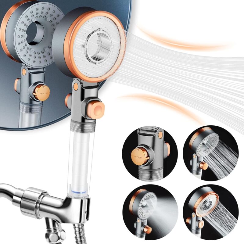 foto del prodotto alovez soffione doccia filtrato con doccetta portatile per la cura della pelle e dei capelli, soffioni doccia ad alta pressione con filtri per