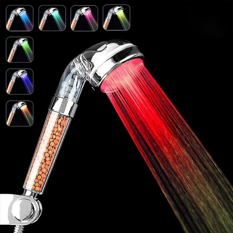 immagine 0 del prodotto alovez soffione doccia, led a 7 colori, soffione doccia a led per bagno e spa risparmio idrico ad alta pressione elevata filtrazione con
