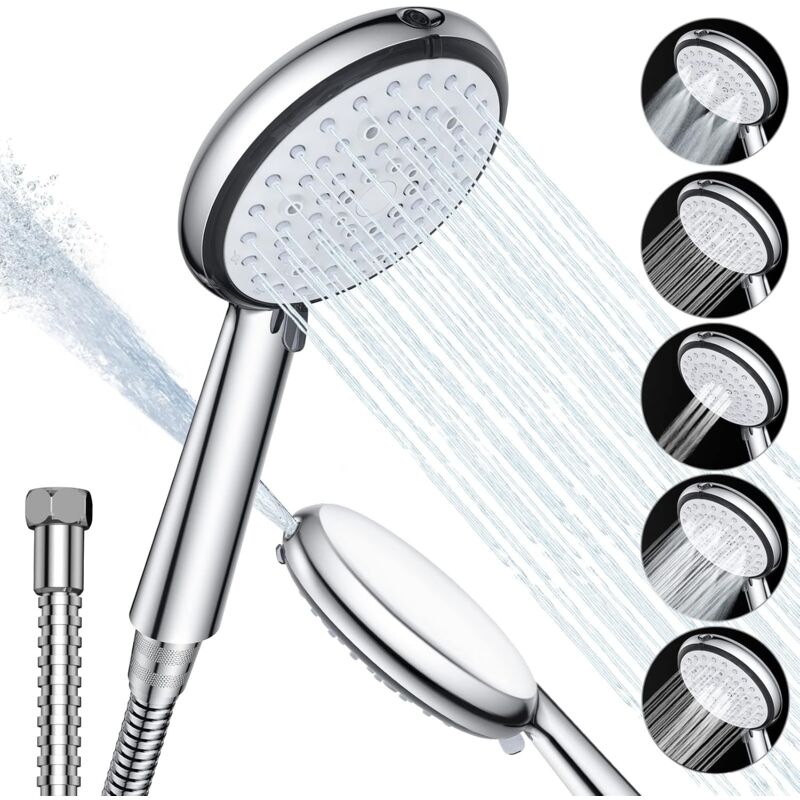 foto del prodotto alovez soffione doccia portatile a 6 getti, irrigatore ad alta pressione, soffione doccia a pioggia, soffione doccia a risparmio idrico, soffione