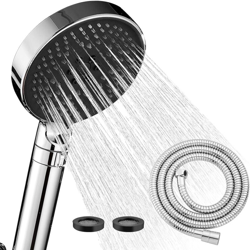foto del prodotto alovez - soffione doccia rotondo, doccia girevole da 360 pollici + doccetta portatile a doppio scopo, doccia ad alta pressione in acciaio