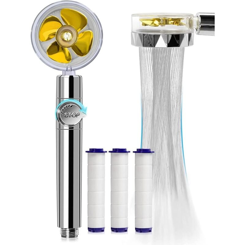 foto del prodotto alovez soffione doccia, soffione doccia anticalcare a risparmio idrico oro 