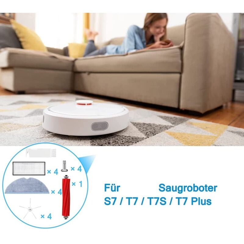 foto del prodotto alovez sostituisci la spazzola principale, la spazzola laterale, il filtro, gli accessori per il mocio per il robot spazzante t7s s7 t7s plus