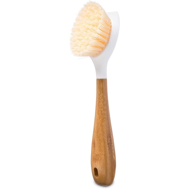 foto del prodotto alovez spazzola per utensili da cucina con manico in bamb , spazzola in sisal naturale, per padelle e fornelli