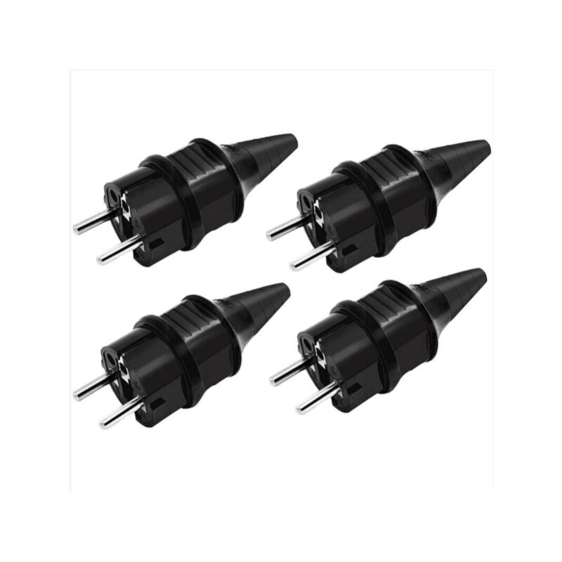 foto del prodotto alovez spine di ricambio, prese elettriche standard maschio, 4 spine elettriche con contatto di terra in gomma 250 v 16 a , prese di corrente