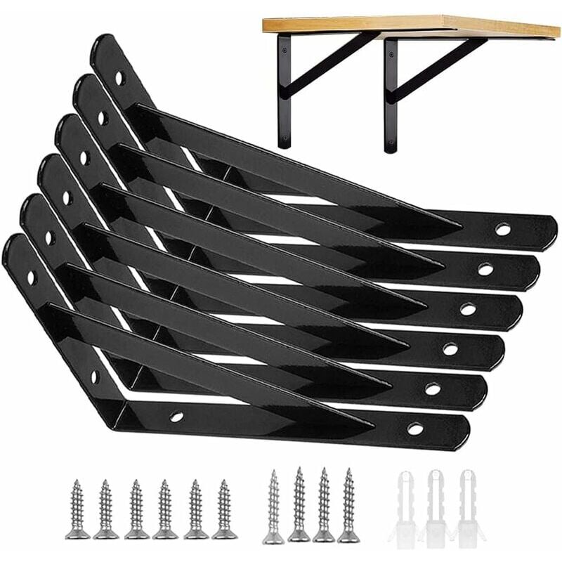 foto del prodotto alovez staffe per mensole da parete, 6 staffe per mensole, 15 staffe triangolari a 90 gradi in metallo resistente da 9,5 cm, telaio galleggiante,