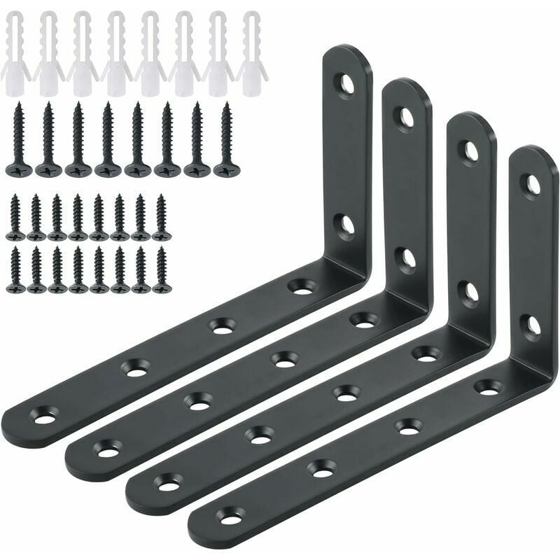 foto del prodotto alovez staffe per mensole da parete, staffe per mensole in metallo pressato, supporto angolare per mensole sospese, 125 mm x 75 mm, acciaio