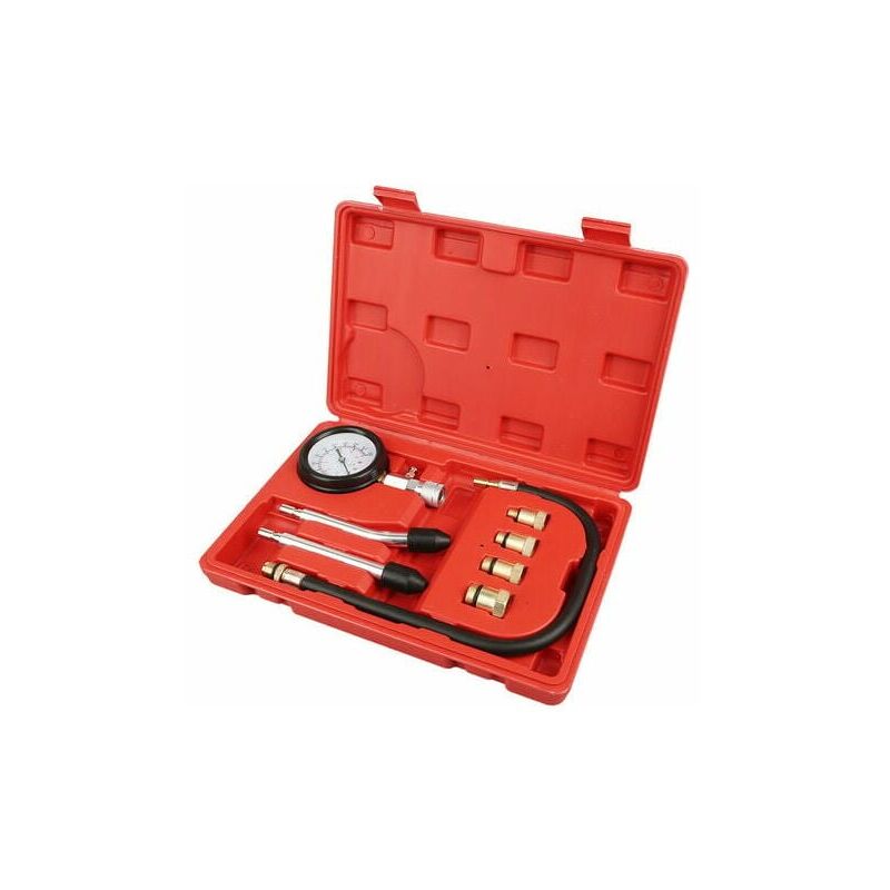 foto del prodotto alovez strumento diagnostico del manometro del cilindro del motore da 8 pezzi kit di prova di compressione professionale per pompe di benzina e