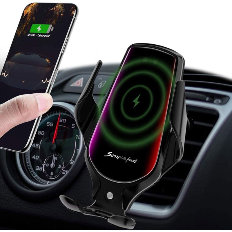 foto del prodotto alovez supporto per caricabatterie wireless per auto, supporto per telefono cellulare con bloccaggio automatico e ventilazione, caricabatterie