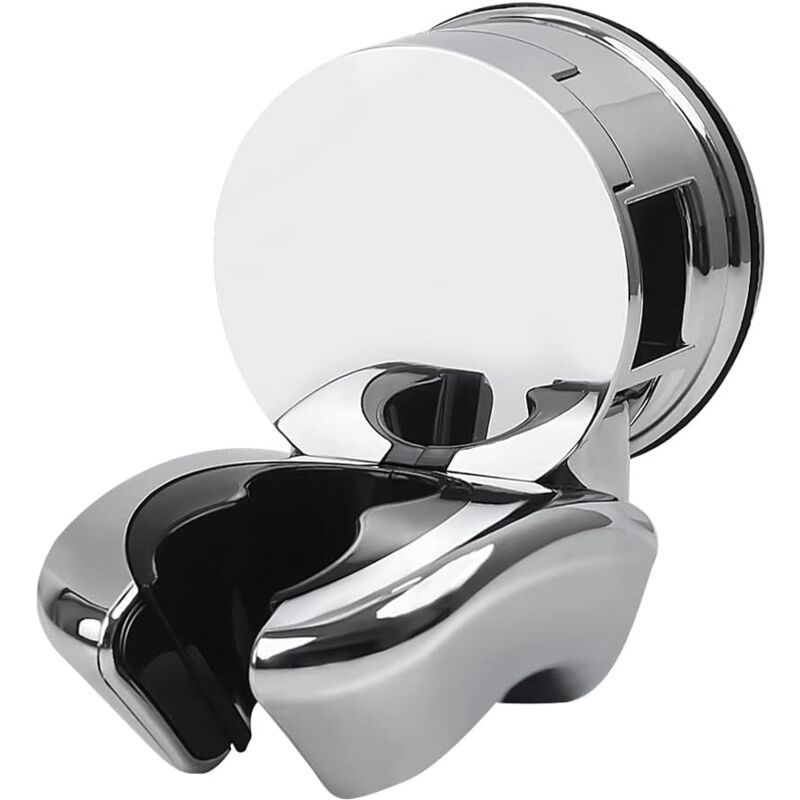 foto del prodotto alovez supporto per doccia, supporto per soffione doccia in argento, supporto per soffione doccia con ventosa, due scomparti per carte, compatibile