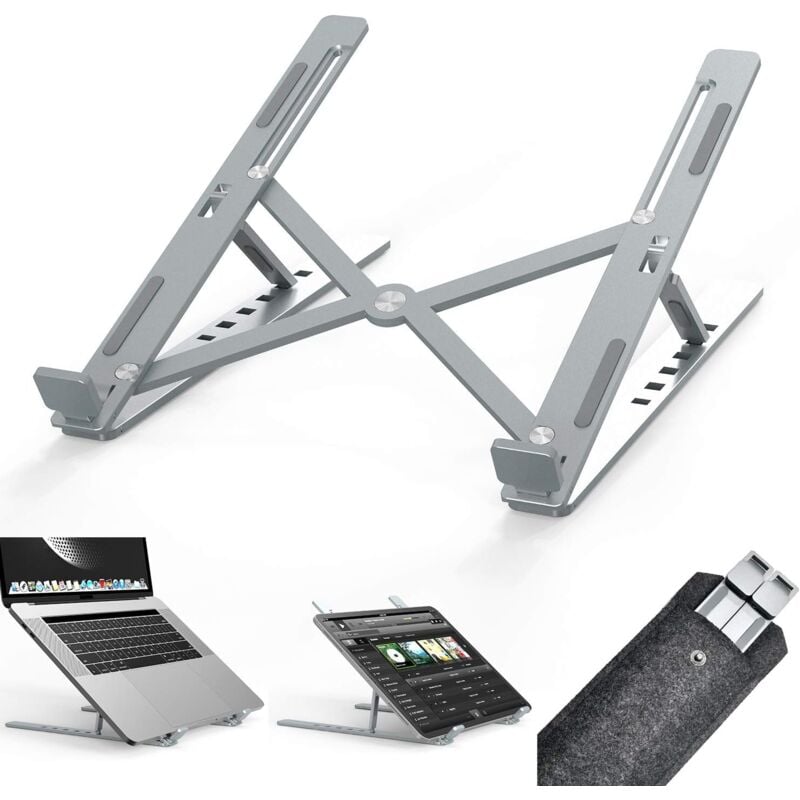 immagine 0 del prodotto alovez supporto per laptop, supporto per laptop ventilato in alluminio, supporto ergonomico regolabile a 6 livelli, grigio