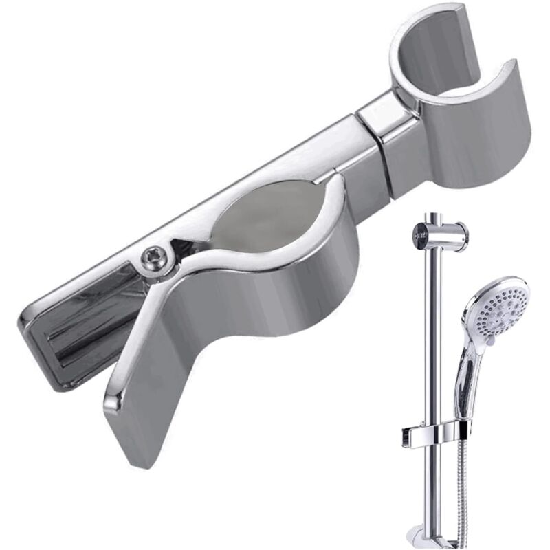 foto del prodotto alovez supporto per soffione doccia da 18 25 mm, senza foratura, supporto per soffione doccia, universale, regolabile, abs cromato, pb4 ch