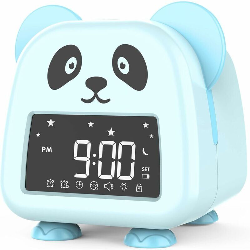 foto del prodotto alovez sveglia per bambini, sveglia carina per bambini piccoli, allenatore del sonno per bambini con luci notturne panda 