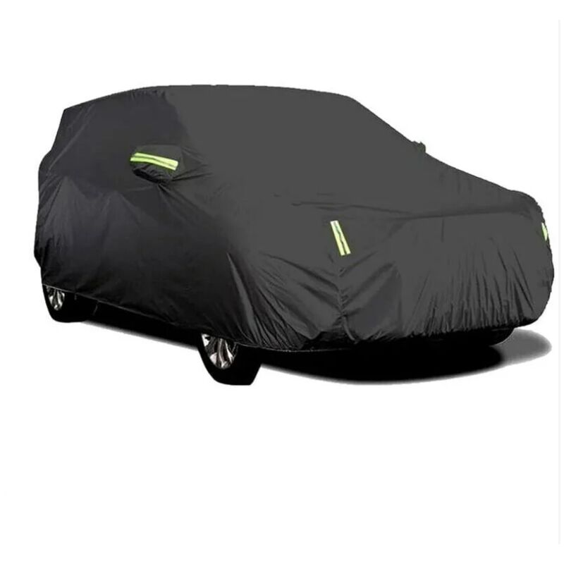 foto del prodotto alovez telo copriauto per esterni, traspirante, anti uv, antipolvere e anti neve, con fibbia fissa, striscia riflettente nero, 4,15 x 1,7 x 1,5 m 