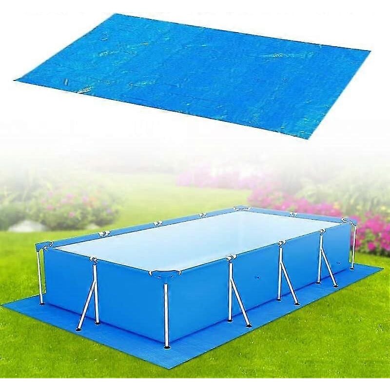 foto del prodotto alovez telo di fondo rettangolare per piscine da 221 x 150 cm, 239 x 150 cm e 259 x 170 cm telo di fondo e protezione blu pieghevole e
