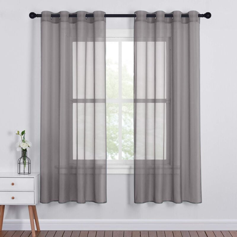 foto del prodotto alovez tende decorative moderne tenda corta grigia per la casa, filtrante la luce, tenda in voile naturale