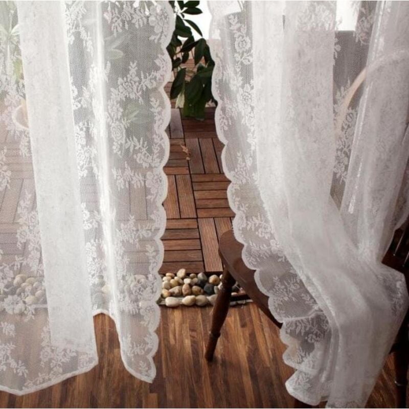 foto del prodotto alovez tende in tulle e pizzo, tende semitrasparenti bianche ricamate per camera da letto e soggiorno