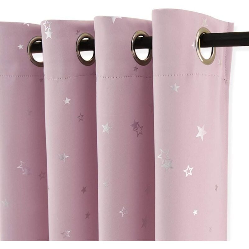 foto del prodotto alovez tende per la cameretta delle bambine tenda oscurante a forma di stella per bambini, motivo argento, tenda luminosa