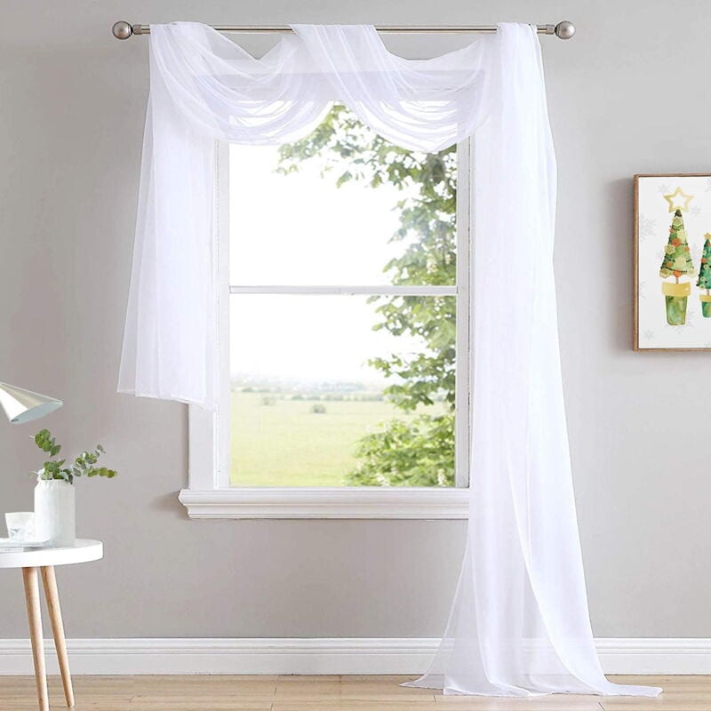 foto del prodotto alovez tende trasparenti bianche extra lunghe da 216 , tende in voile morbido e strutturato per letto a baldacchino, eventi e arredamento per la